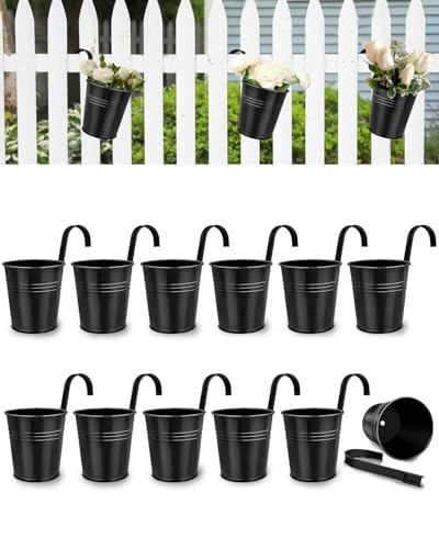 12 Pack Railing Planter for Outdoor Plants - 4 Inch