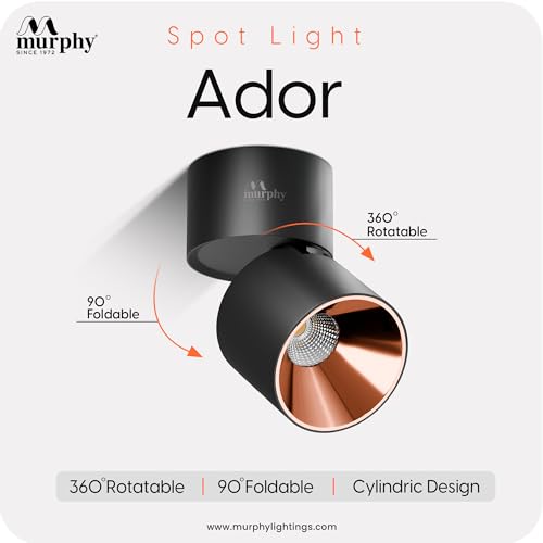 Image of Murphy 12W Black Body Reflective Rose Gold Finish 360 Degree Adjustable LED Surface COB Light - Wall /Ceiling Mountable : Warm White, Pack of 8