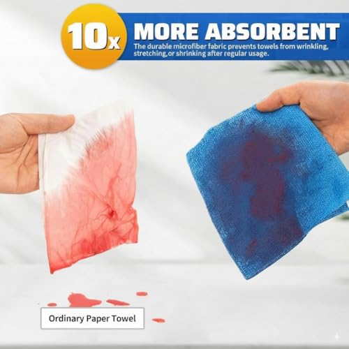 Image of Showstopper Microfiber Cleaning Cloth Roll, Reusable Tear Away Microfiber Towels,Washable, Ultra Absorbent, Rags Cleaning, Dishcloths, Cleaning Cloth for Car, Home or Kitchen. (Sky Blue, 25cm X 25cm)