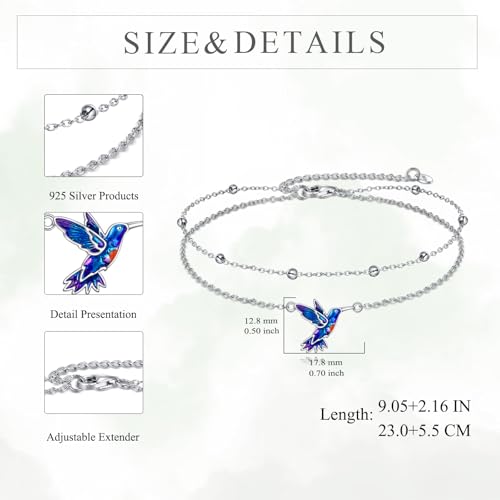 Image of TIGER RIDER Dragonfly Anklet Sterling Silver Dragonfly Gifts Jewelry for Women with Crystal Birthday Anniversary