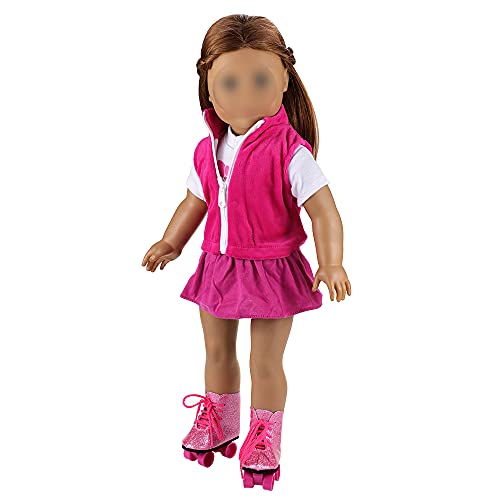 Miunana 2 Sets Kleidung & 2 Schuhe Schlittschuhe für 45-50 cm Puppe 18 Inch Doll Puppen American Girl Doll Stehpuppen… – Bild 5