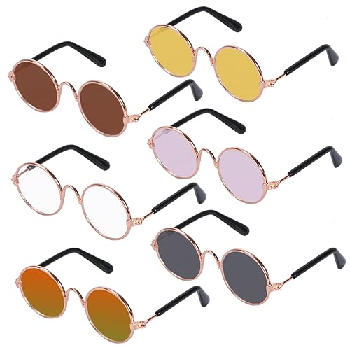 Toddmomy Funny Cat Glasses 6pcs Cat Eye Sunglasses Dog Goggles Uv Protection Lightweight Pet Glasses for Party