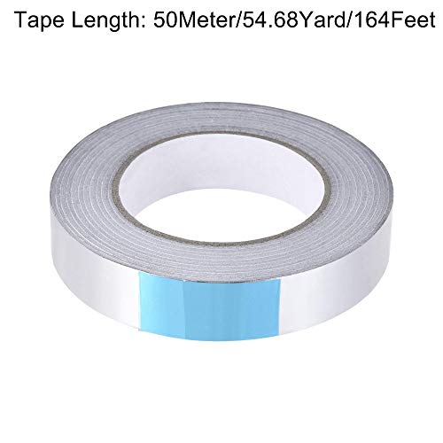 Image of uxcell Aluminum Foil Tape, 25mmx50m Self-adhesive Waterproof High Temperature Sealing Tapes for HVAC Duct Pipe Insulation