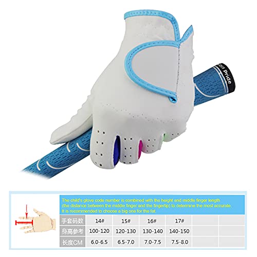 Golf Gloves 1Pair Child Golf Gloves For Kids Youth Junior Boys Girls, Microfiber Cloth Gloves For Left Hand Right Hand Golfer (Color : Blue, Size : Size 14) #TOP2