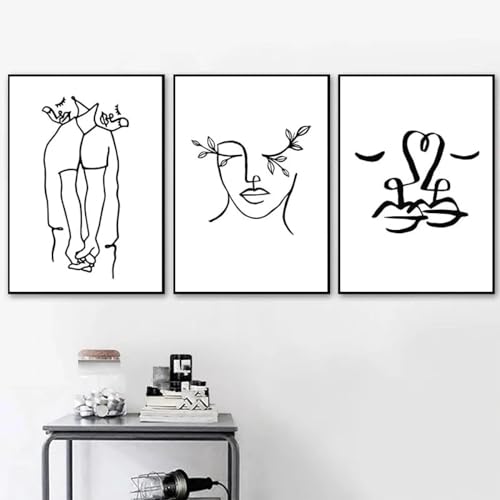 Toile murale KEBIA dessin fleurs et peinture fille lot de 3 affiches abstraites 20x30 cm