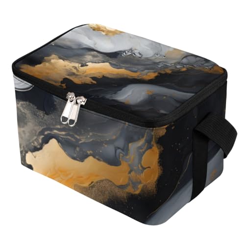 GzLeyigou Lunch Bags for Women Men 9 Cans,Marble Texture Design Hot & Cold Food Delivery Bag Insulated Grocery Bag Insulated Lunch Box Abstract Color Mix Cooler Bag for Office Work Picnic Beach