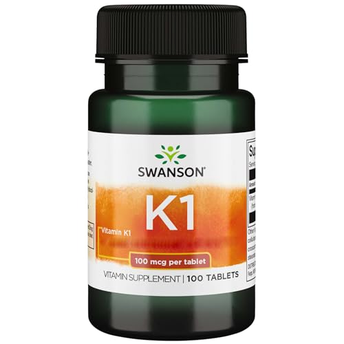 Swanson, Vitamin K1 (Phyllochinon), 100 glutenfreie Tabletten, 100mcg Vitamin K1 je Dosis, Sojafrei, GMO frei, Geschmacksneutral