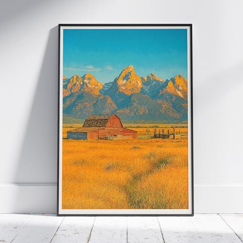 Cadeau de vacances affiche Grand Teton Wyoming idée déco originale