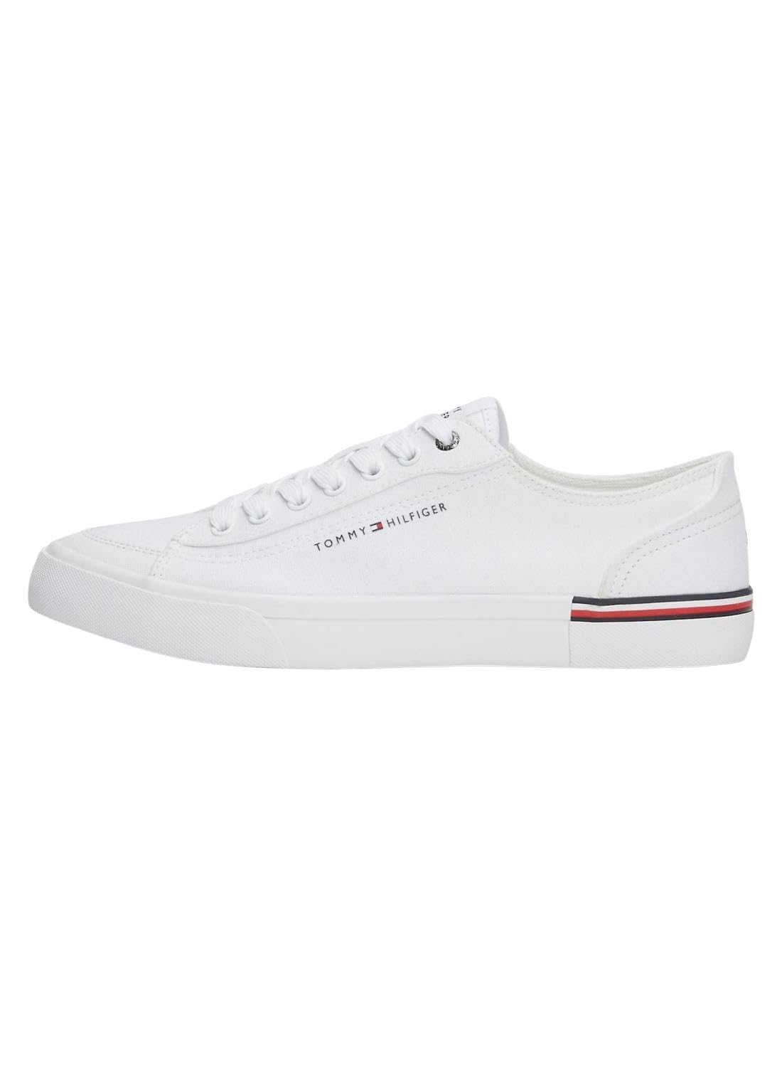 Tommy Hilfiger Zapatillas para Hombre Sneaker con Suela Vulcanizada, Blanco (White), 44