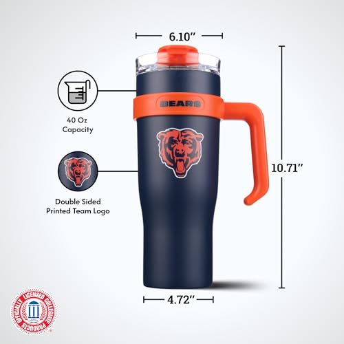 Image of The Memory Company Officially Licensed 46oz Team Color Slim Tumbler with Straw and Handle, Chicago Bears