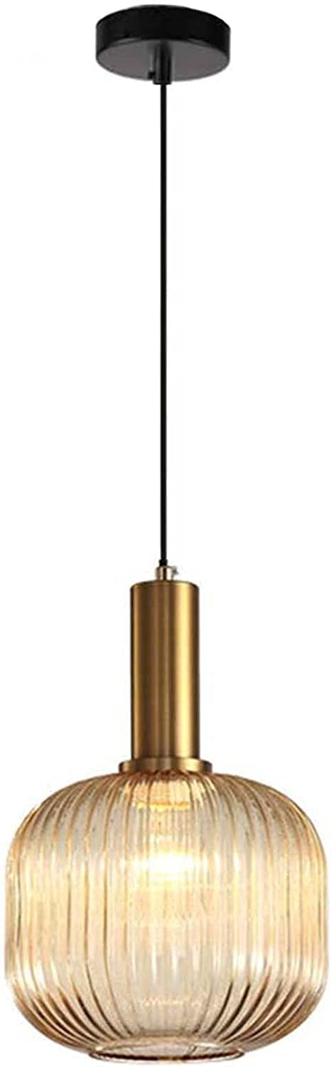 Krobot Interior Chandelier Modern Industrial Chandelier Catel E27 Strong Glass lampshade Ceiling Chandelier 20cm, Lumière Light Bedroom Balcony Dining Room Green, Gray, Yellow (Color : Gold)