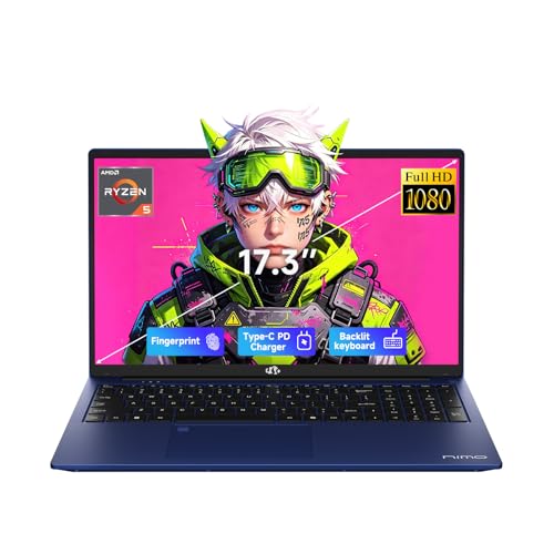 Image of NIMO 17.3 inch FHD Gaming Laptop, AMD Ryzen 5 6600H 16GB DDR5 RAM 512GB SSD (Beat i7-1165G7, 6-Core up to 4.5GHz) Radeon 660M Graphics Computer with 100W Fast PD Backlit Keyboard for Business & Student