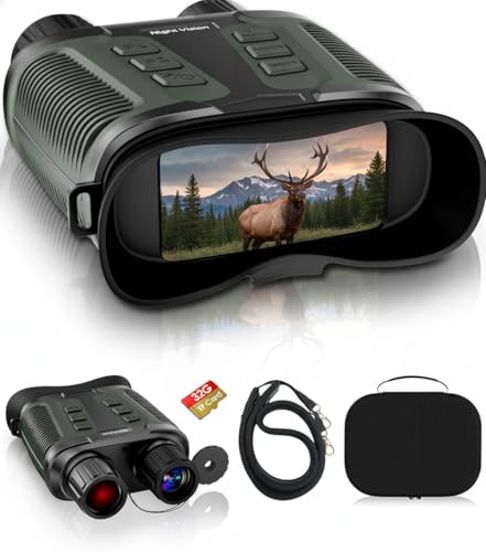 Binoculares de Visión Nocturna 4K, Alcance de 1000 m, Zoom Digital 8×, Pantalla de 3,2″, Batería 4000 mAh & Tarjeta de 32 GB Camping, Caza, Seguridad & Observación de Vida Salvaje