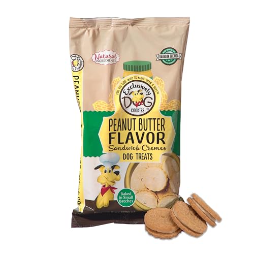Exclusively Dog Cookies Sandwich Cremes Peanut Butter Flavor Dog Treats for Medium and Large Dogs, Natural and Made in The USA, 8 oz