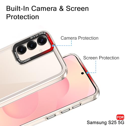 Image of TheGiftKart Hybrid Shockproof Back Cover Case for Samsung Galaxy S25 5G | Stylish Camera Border | Electroplated Buttons | Crystal Clear Hard Back Cover Case (TPU & PC, Transparent Bumper)