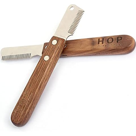 Aidiyapet Dog Professional Stripping Knife,Stripping Knives Tool for Dogs Hand Stripping Knife for Border Terrier Pet Grooming Tool Ergonomic Wooden Handle (Left) Cover
