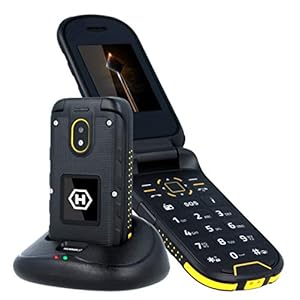 Hammer Bow + IP68 2.4 “” & 1.44 “” Deux écrans, téléphone à rabat extérieur avec station de charge, 3G, 1200mAh, étanche, antipoussière, robuste téléphone portable pliable sans contrat, noir