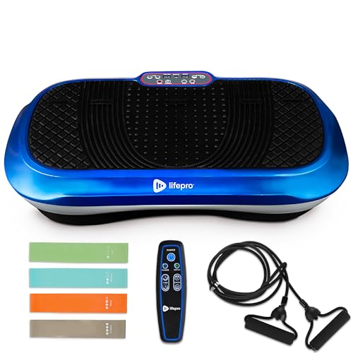 LifePro Vibration Plate Exercise Machine For Lymphatic Drainage | Waver | 99 Speed Levels & 9 Program Mode | Full Body Exercise Machine For Home Use | Resistance Bands & Remote | Blue