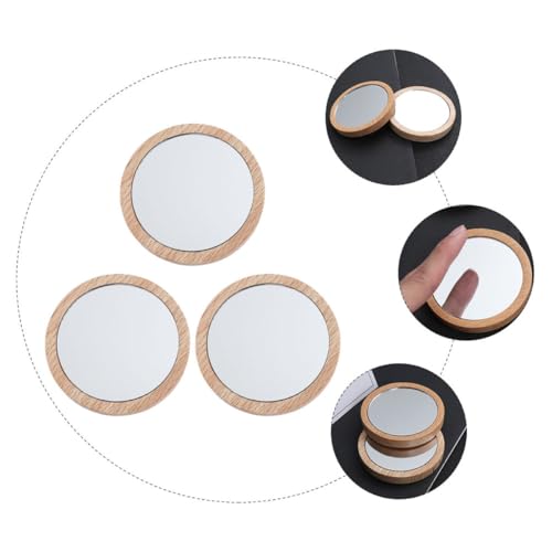 Espejo de Maquillaje Pequeño de Madera Portátil 3 Piezas miniatura 5