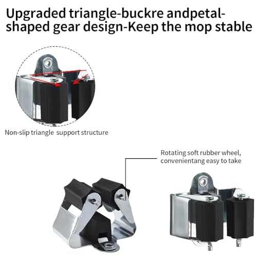 3-H 4 Stück Besenhalterung Wand, Verzinkt Besenhalter Gerätehalter Wandhalterung 0,7mm Federstahl, Gartengerätehalter Werkzeughalter mit Montagematerial für Besen Garten Garage Zuhaus (Schwarz)