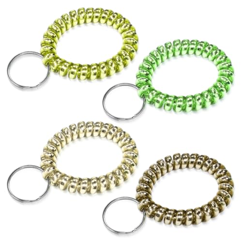 Image of TENOC Spiral Coil Keychain, Anti-lost Key Chain Holder Lanyard Cord for Sauna Outdoor Sports and Gym Pool