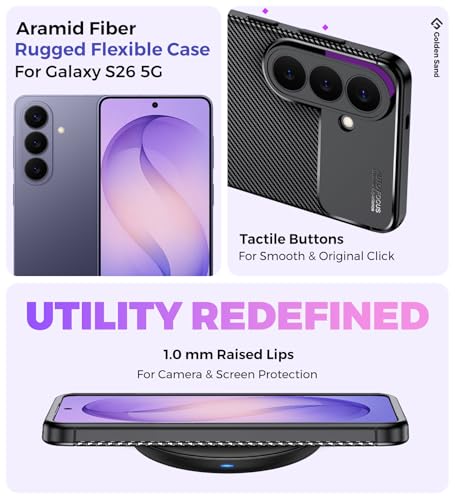 Image of Golden Sand Shock Proof Sleek Armor Back Cover Case for Samsung Galaxy S26 5G | Aramid Carbon Fibre Rugged TPU, Cobalt Black