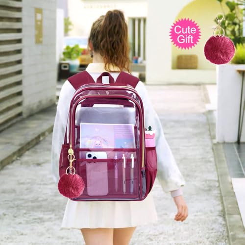Image of AGSDON Clear Backpack, Heavy Duty Transparent Bookbag, See Through PVC Backpacks for Women Men