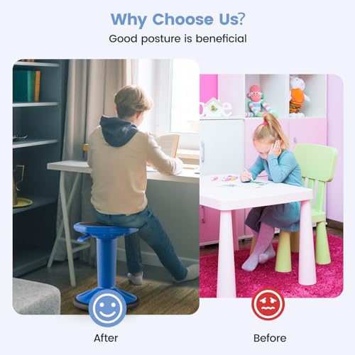 Image of Giantex Wobble Stools for Classroom Seating - Wiggle Stool with Adjustable Height, 24 inch Active Learning Stool, Sitting Balance Chair for School, Office Stand Up, Flexible Seating Wobble Chair, Navy