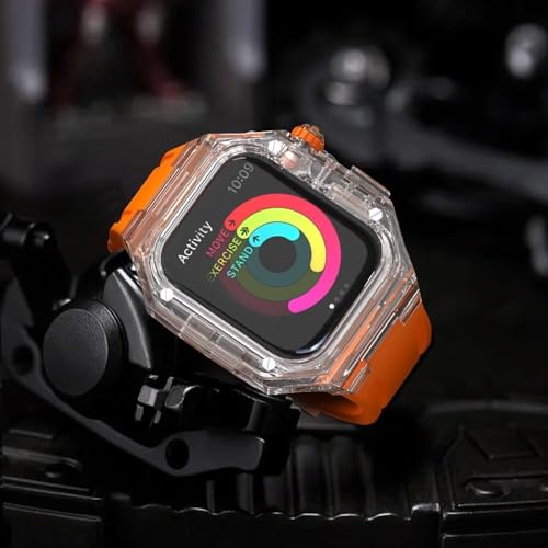 Kit boîtier transparent Apple Watch et bracelet caoutchouc SCHIK