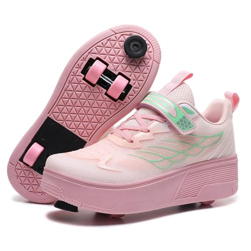 HUSKSWARE Zapatos Deportivos para niños, Patines de 4 Ruedas con Freno de pie, Ruedas Delanteras y Freno Desmontables, adecuados para niños y niñas,Rosa, 35 EU HUSKSWARE Zapatos Deportivos para niños, Patines de 4 Ruedas con Freno de pie, Ruedas Delanteras y Freno Desmontables, adecuados para niños y niñas,Rosa, 35 EU