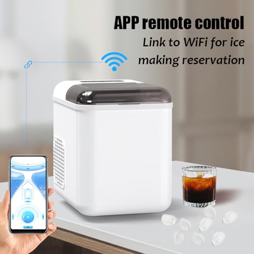 Fabricadora de hielo inteligente de 1,3 L - Máquina compacta para hielo de sobremesa con Wi-Fi y control por aplicación; función de limpieza automática (blanca) miniatura 5
