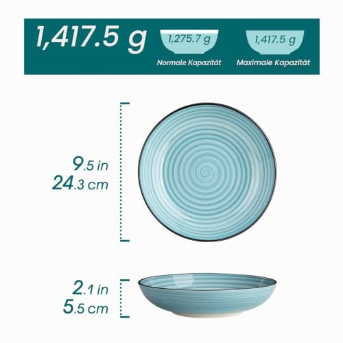 vancasso Bonbon Suppenteller 6er Set, Suppenschalen Steingut, 1500ml Pastateller groß tief, Nudelschalen… – Ansicht 2