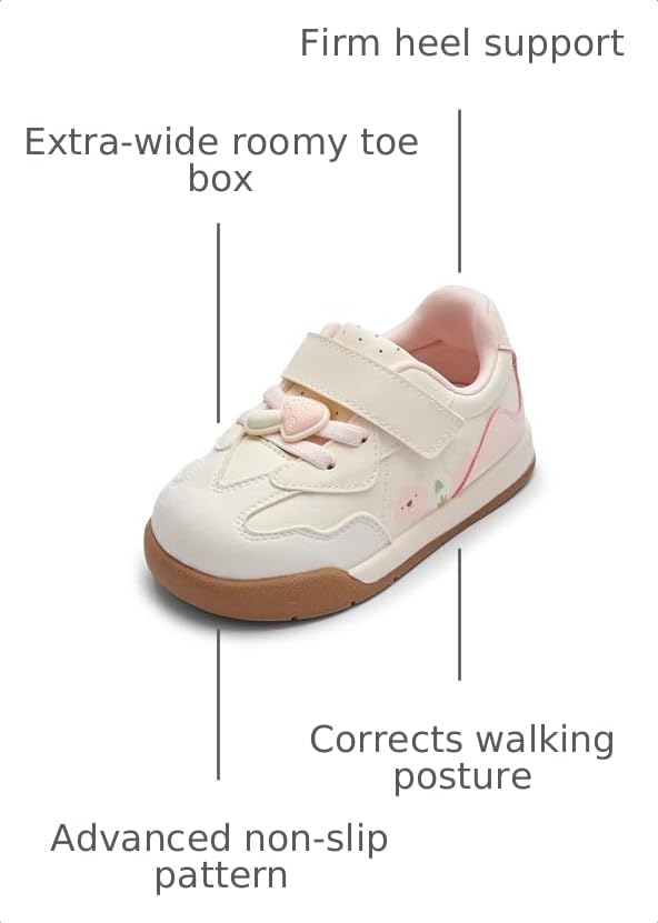 Image of Balabala Girls Boys Toddler Sneakers Wide Toe Box Walking Shoes | Unisex Kids Sneakers with hook-and-loop straps, non-slip soles, soft heel cushion, and flexible support for play
