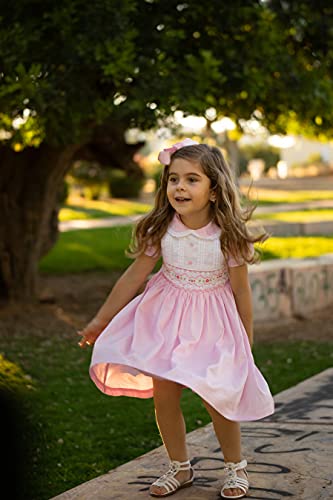 Pettigirl Girls Kids Cute Pink Hand Embroidery Smocked Dresses3