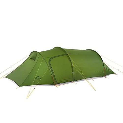 Naturehike(ネイチャーハイク) トンネルテント 超軽量バックパックテント 折り畳み式キャンプテント 3人用 テントアースシート付 (Green, 20D)