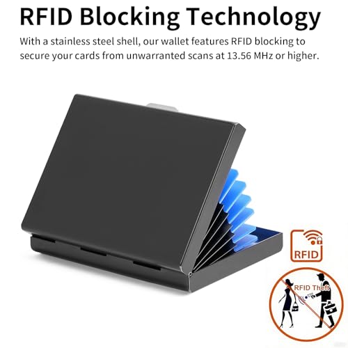 Image of Credit Card Holder Wallet Stainless Steel Card Case RFID Blocking Business Card Holder Protector for Women Men