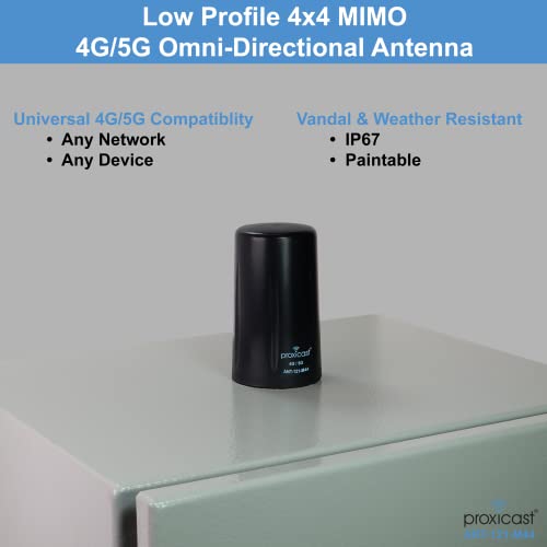 Image of Proxicast Vandal Resistant 4x4 MIMO Low Profile 4G /5G Omni-Directional Screw Mount Antenna - 10 ft Coax Leads - for Cisco, Cradlepoint, Digi, Pepwave, Sierra Wireless and Others (ANT-121-M44)