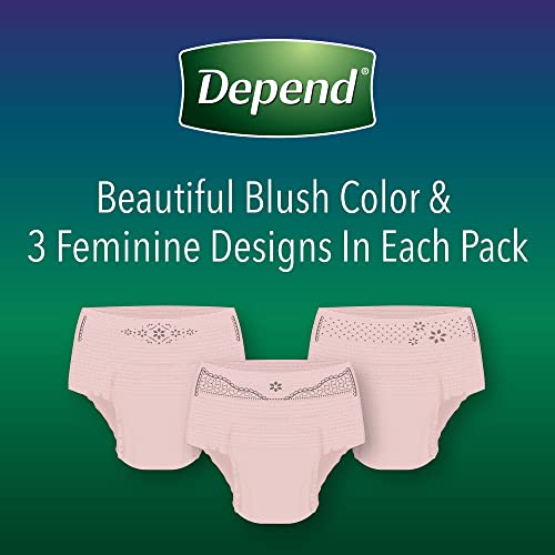 Depend Night Defense Women's Overnight Adult Incontinence Underwear, L, Light Pink, 30 Count (Pack Of 4 | Total Of 120 Ct) #TOP3