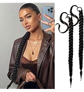 2 Packs Black Long Braided Ponytail Extension For Black Women Soft Synthetic Hair Piece For Women...
