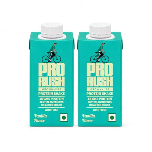 Image of ProRush Vanilla Protein Shake 250ml (Pack of 2) | Ready-to-Drink Protein Beverage with High Protein & Vitamins | Vanilla Flavour | Post Workout & Daily Nutrition Drink