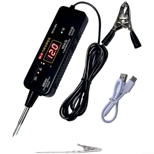 Bolígrafo digital Multer, probador de circuito automotriz de 12 V 36 V con pantalla LED, detección de continuidad y voltaje, resistencia de potencia integrada para diagnóstico de vehículos