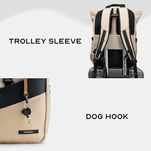 Image of Assembly Oblique Laptop Backpack for Men Women 15.6 Inch Office Travel Bag Rain Cover Dog Hook Passport Pocket