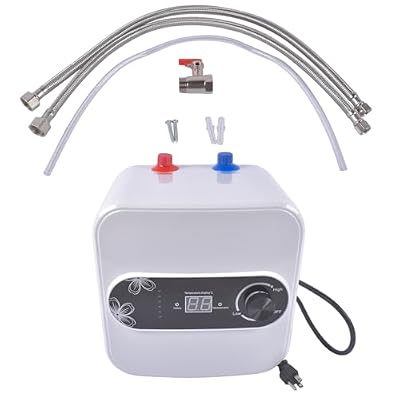 Electric Tank Water Heater 2.5 Gallons, 8L Small Water Heater 110V 1500W, Eliminate Time for Hot Water, Wall or Floor Mounted - Black