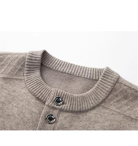 Men's Single Breasted Cardigan Solid Color Fashion Casual Knitted Sweater Warm Round Neck Sweater3