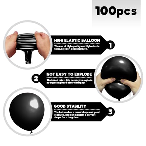 Image of Balloons Birthday Decorations Black Balloons - 100 Pack Balloon 12 inch for Birthday Party Baby Shower Wedding