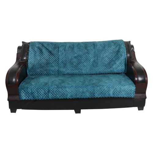 Image of 7 Seater Sofa Cover | Universal Non-Slip Fully Covered Protector for 3+2+2 Sofa Set | Durable Slipcover for Living Room Quilted Luxe (Ocean Teal)