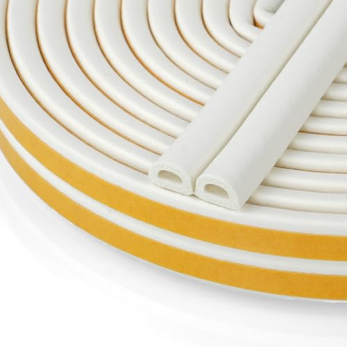 Flintronic Bande de Joint D-Profil, Joint d'Étanchéité Porte, Joint Fenetre Isolation avec Forte Adhérence, Isoler du Bruit, Anti-collision et Anti-intempéries, 9mm...