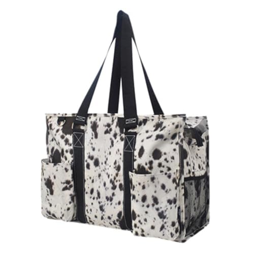 NGIL Work Tote Bag with Exterior Pockets (Cow Charm-Black)