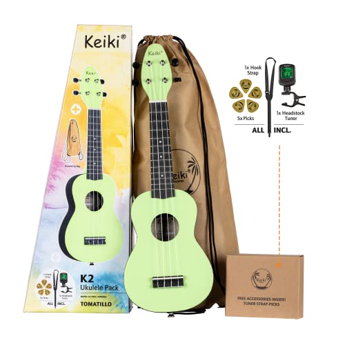 Ortega Guitars Ukulélé Soprano vert – Keiki K2 – Kit de démarrage incluant Accordeur, Courroie, 5 Médiators Medium et… - Les Beatles, Paul McCartney, John Lennon, RIngo Starr, George Harrison Ortega Guitars Ukulélé Soprano vert - Keiki K2 - Kit de démarrage incluant Accordeur, Courroie, 5 Médiators Medium et…