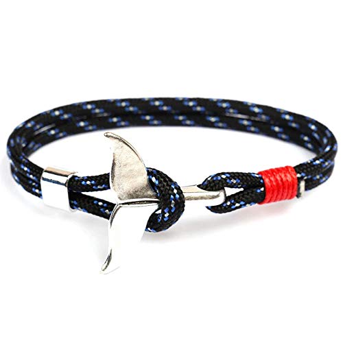 EXINOX Pulsera Nautica Ballena | Hombre Mujer | Vida Marina Mar | Color Plata (Negro, Azul y Blanco)